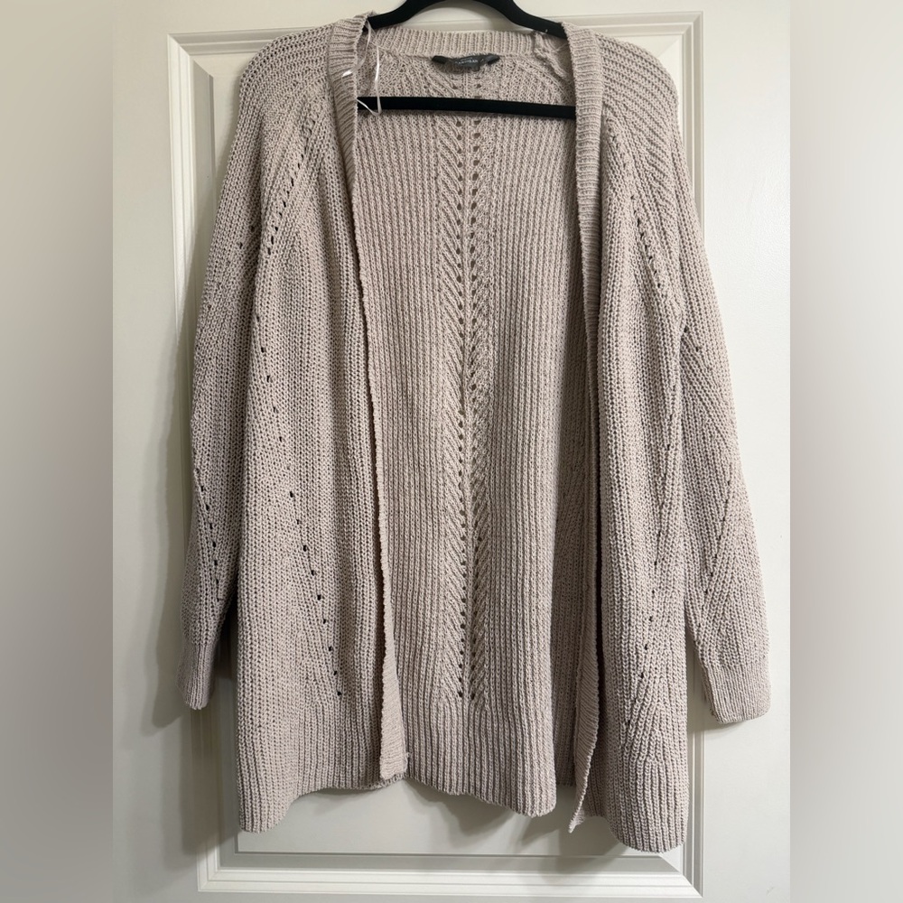 *NEVER WORN* Elegant Taupe Open-Front Cardigan